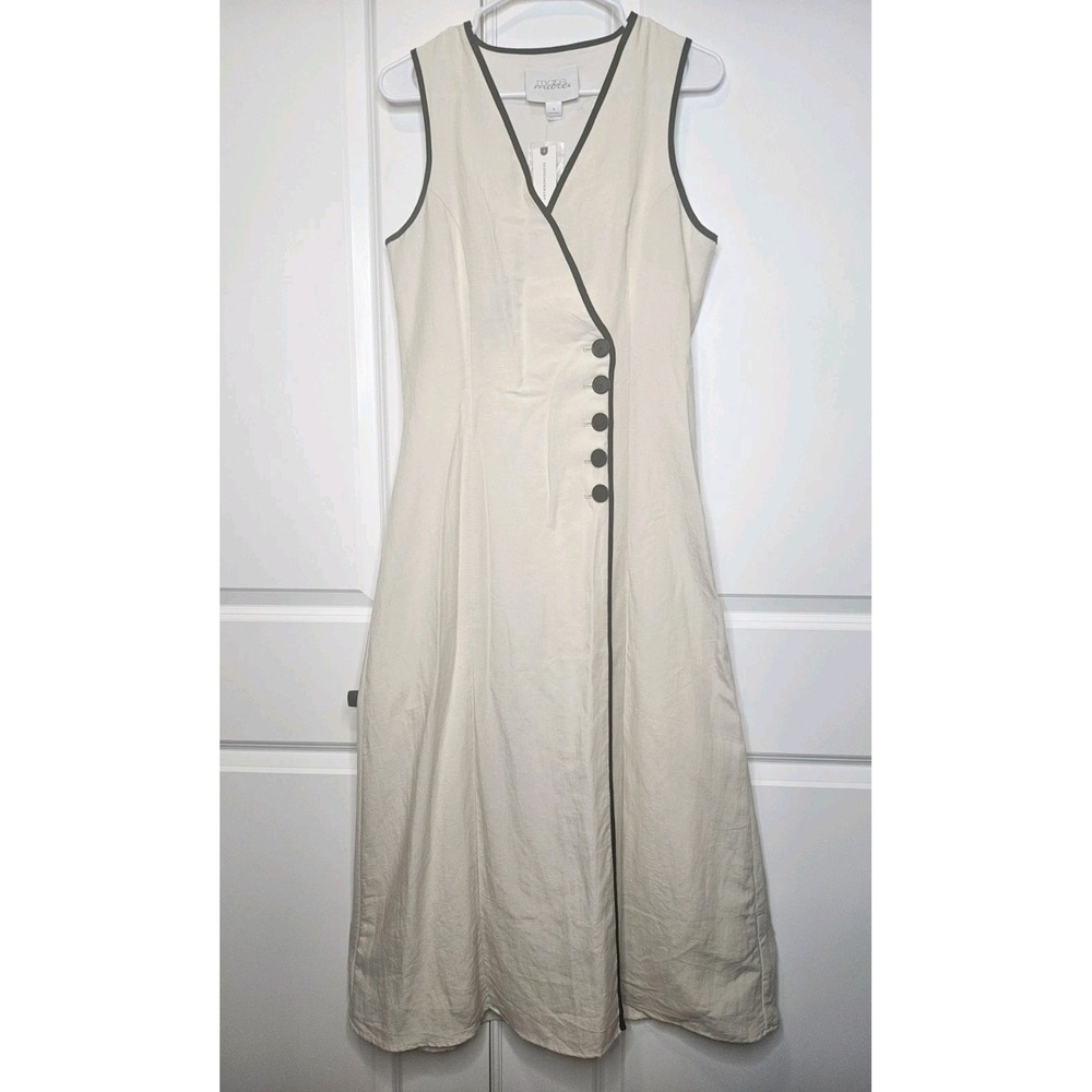 Mare Mare X Anthropologie Sleeveless Midi Dress Size Small Ivory Minimalist - Picture 2 of 10